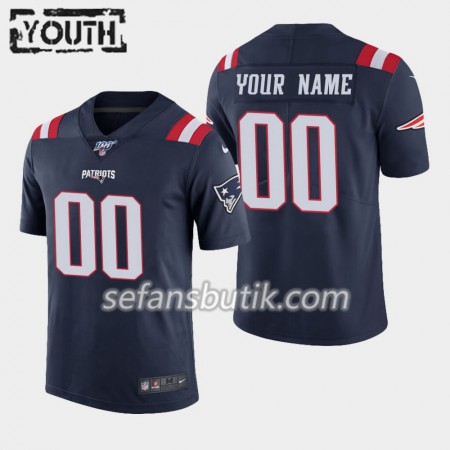 New England Patriots Tröjor Custom Nike Navy 100th - Barn
